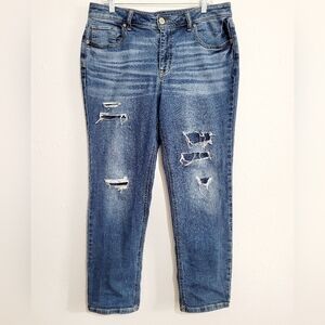 Maurices Women’s Distressed Straight Leg Jeans Size 12 Reg Blue Stretch